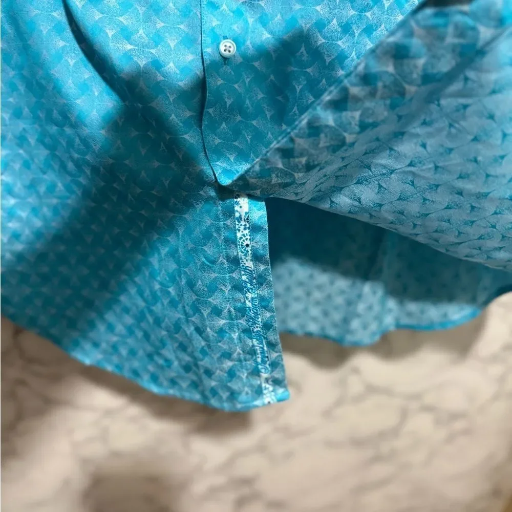 NEW Robert Graham Turquoise Patterned Men's Shirt Size 2XL